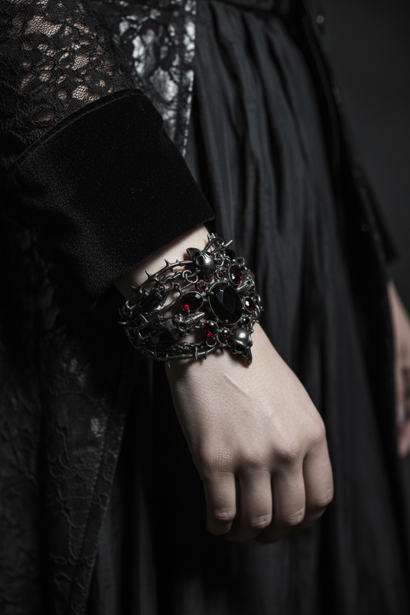 How to Style a Gothic Bracelet with Simple Dark Layers