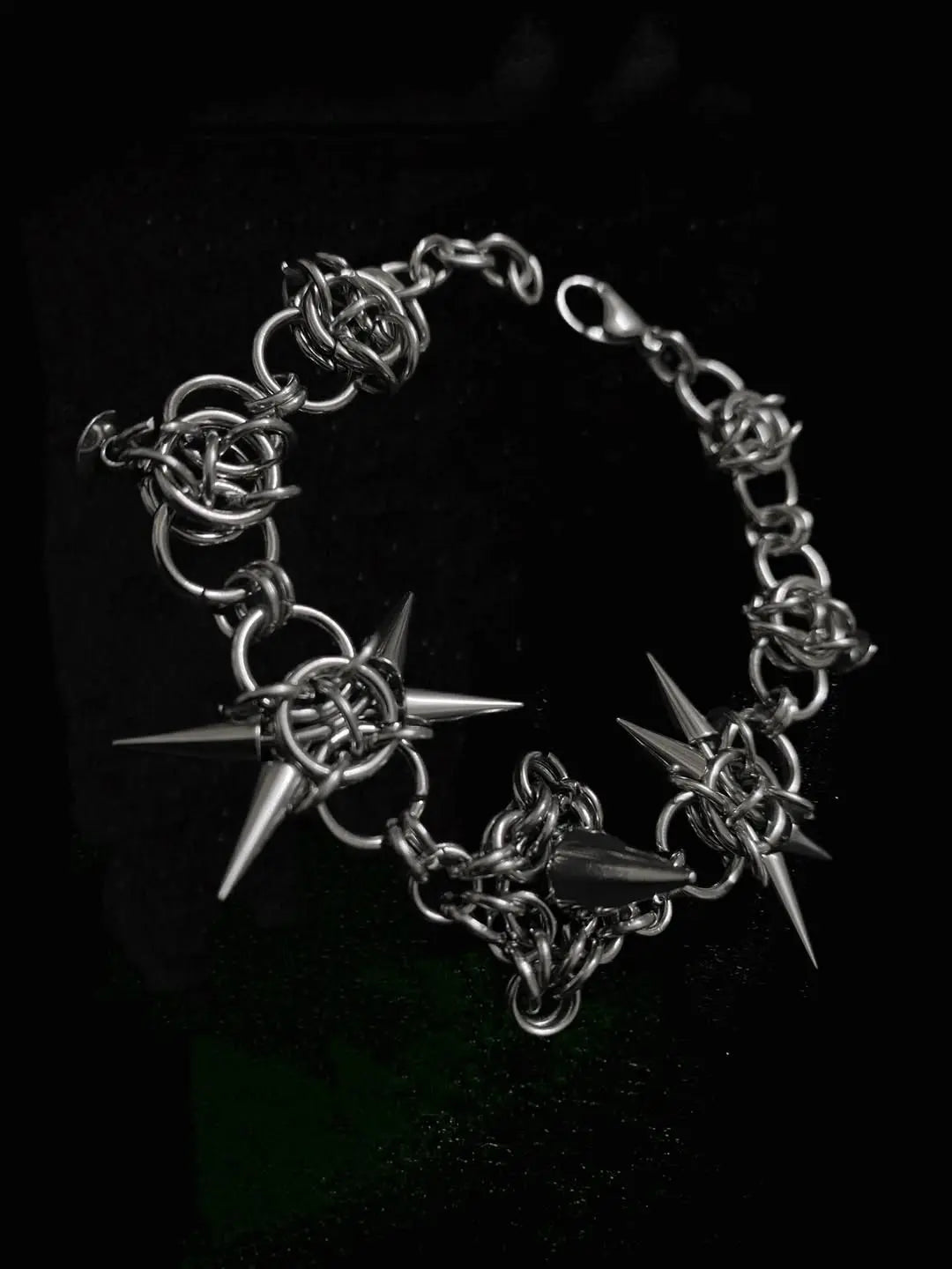 Aether Spike Orb Chainmail Bracelet - side angle