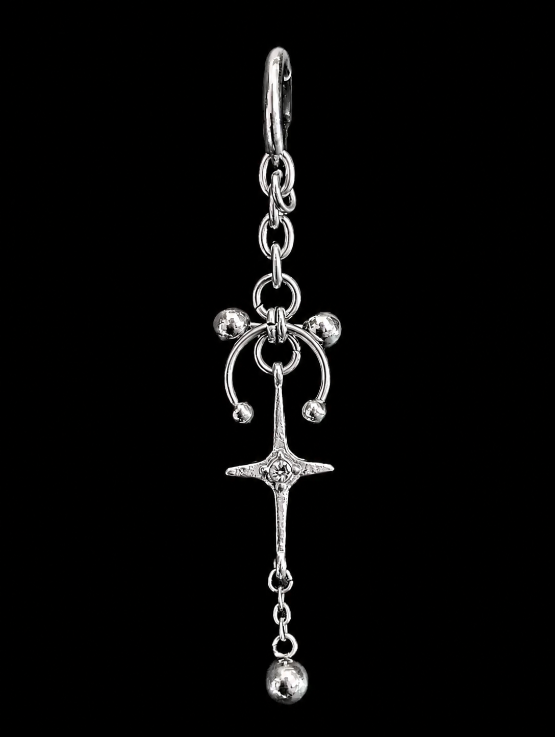 arc sigil chain drop earrings handcrafted gothic occult jewellery stainless steel