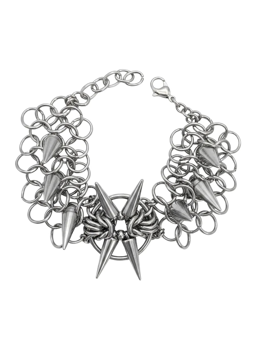 Astra Spiked Chainmail Bracelet - front view