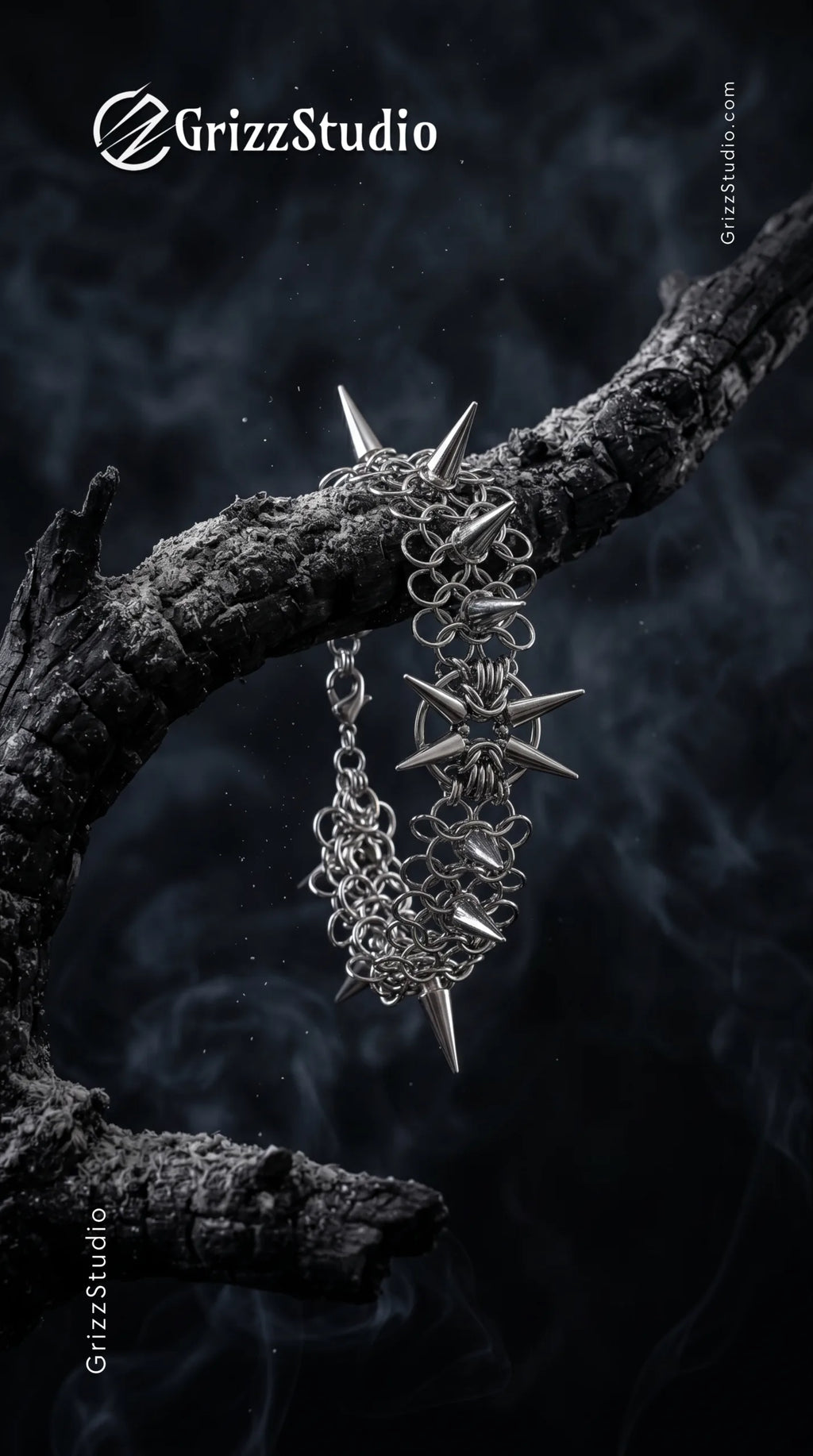 Astra Spiked Chainmail Bracelet - wrist shot
