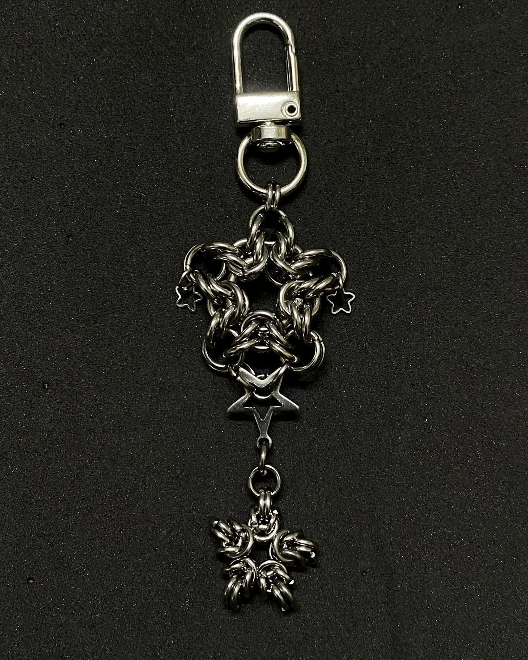 Astral Knot Chainmail Keychain — Handmade Gothic Star Keyring