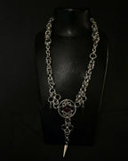 gothic chainmail necklace bloodcore dominion deep red gemstone front view