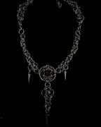 bloodcore dominion chainmail necklace with red gemstone handmade gothic statement jewellery