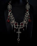 Crimson Stone Forged Cross Pendant