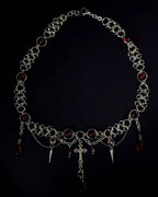 Crimson Stone Forged Cross Pendant
