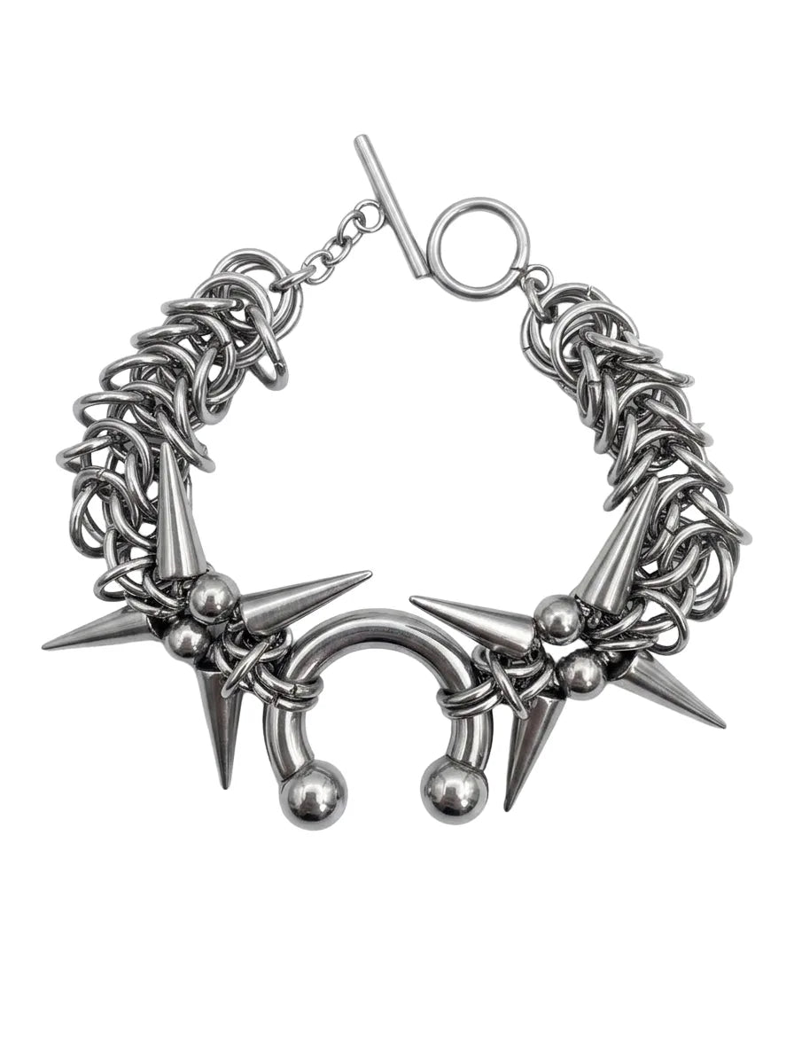 C-Sigil Spike Chainmail Bracelet - front view