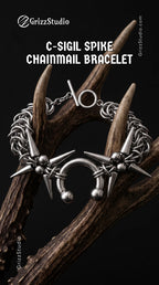 C-Sigil Spike Chainmail Bracelet - side view