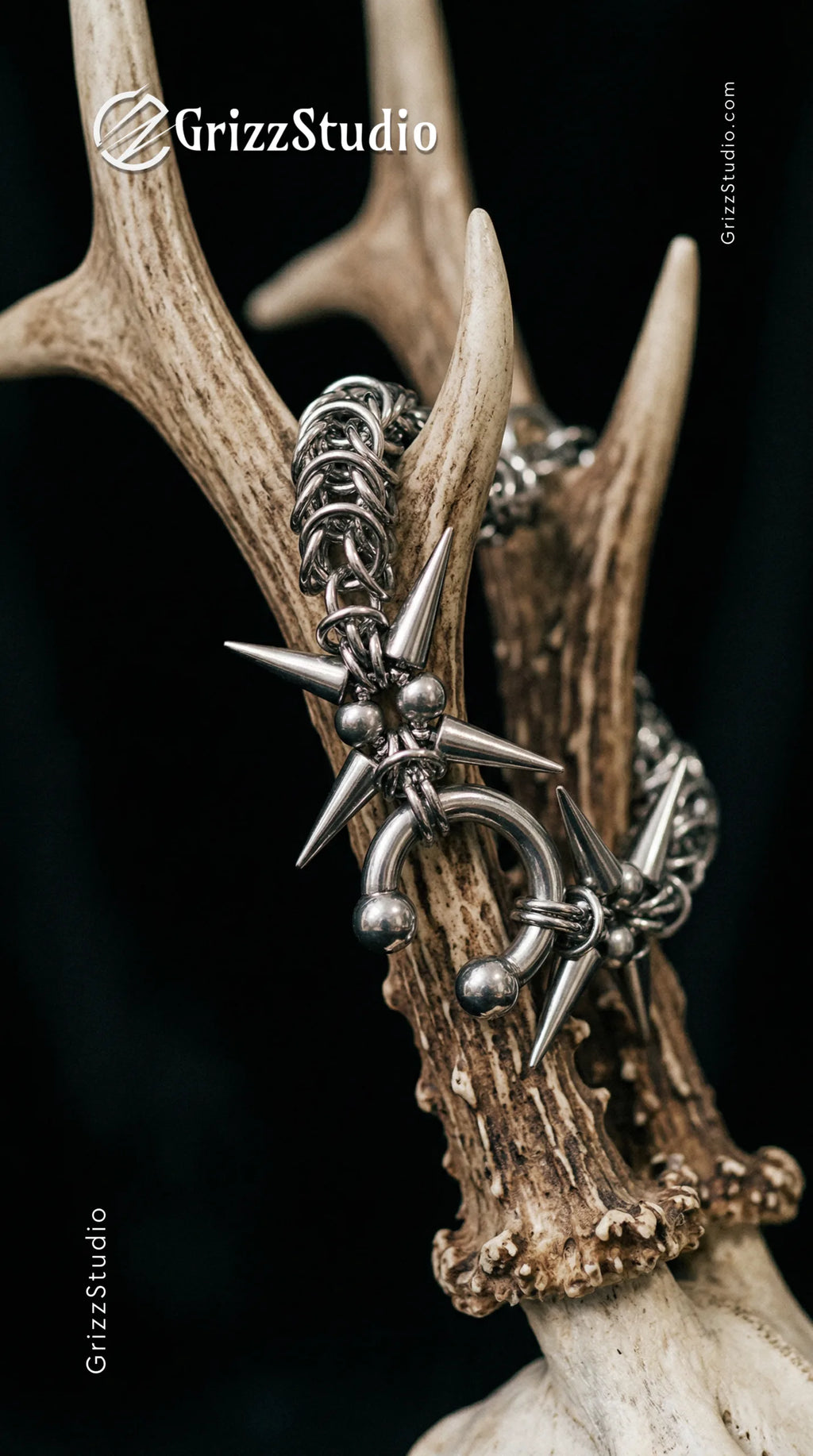 C-Sigil Spike Chainmail Bracelet - wrist shot