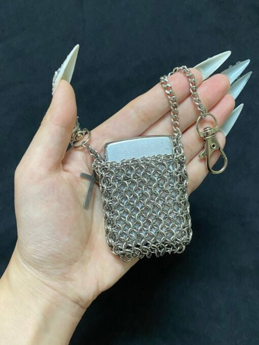 Medieval Chainmail Zippo Lighter Holder – Hand-Forged Metal Sleeve