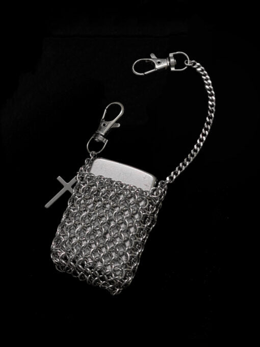 Medieval Chainmail Zippo Lighter Holder – Hand-Forged Metal Sleeve