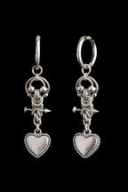 gothic heart drop earring chainmail toggle handmade dark romantic jewellery