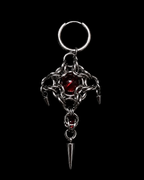 Crimson Core Chainmail Earrings with Industrial Spikes – Handmade Gothic Jewelry