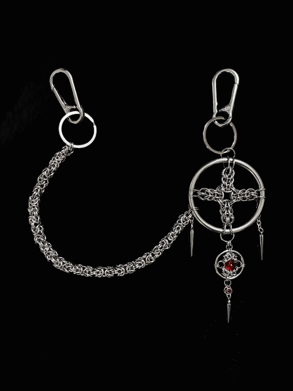 Crimson Nexus Orb Chainmail Keychain - Limited Edition Handmade Gothic EDC