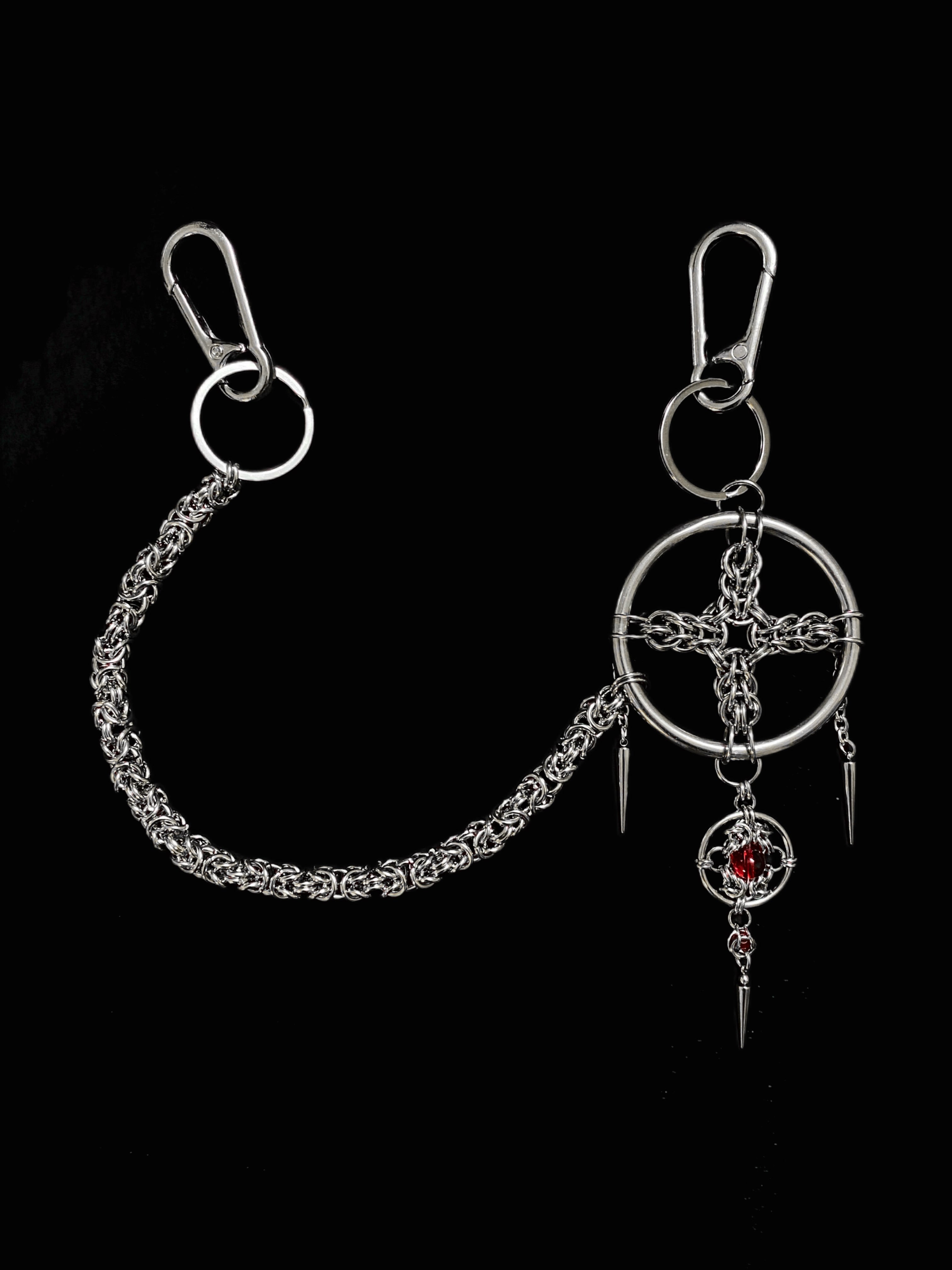 Crimson Nexus Orb Chainmail Keychain - Limited Edition Handmade Gothic EDC