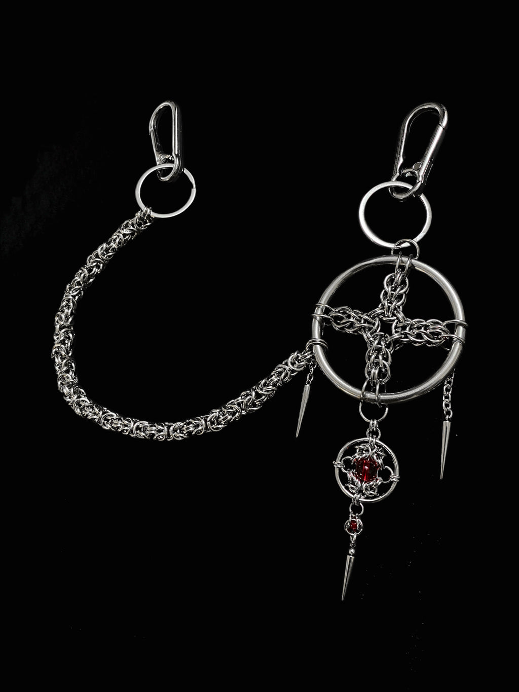 Crimson Nexus Orb Chainmail Keychain - Limited Edition Handmade Gothic EDC