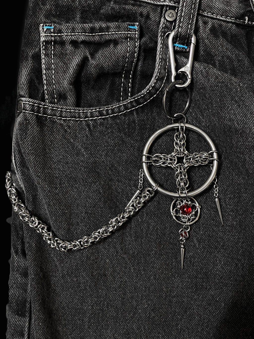 Crimson Nexus Orb Chainmail Keychain - Limited Edition Handmade Gothic EDC