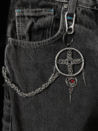 Crimson Nexus Orb Chainmail Keychain - Limited Edition Handmade Gothic EDC