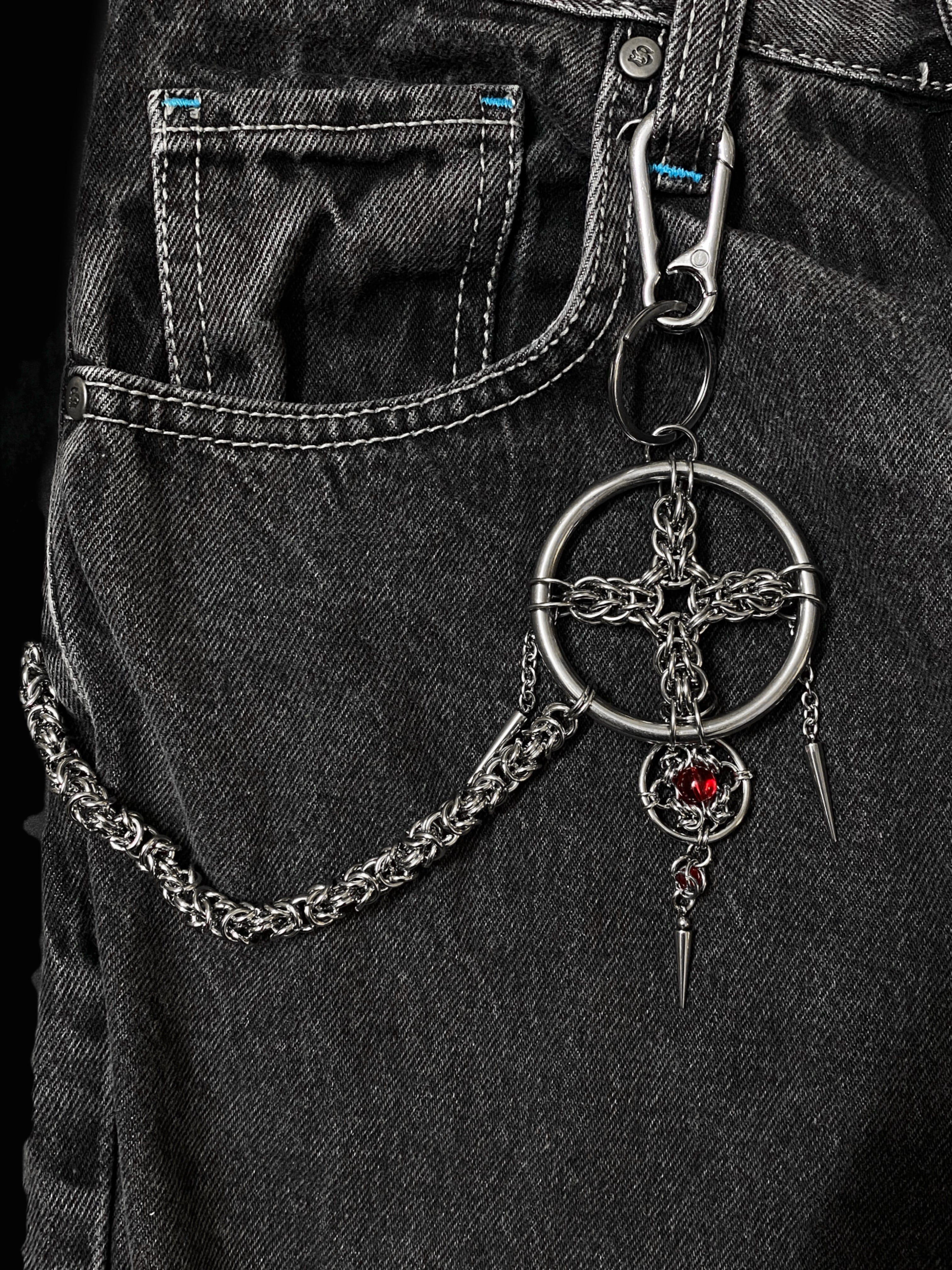 Crimson Nexus Orb Chainmail Keychain - Limited Edition Handmade Gothic EDC
