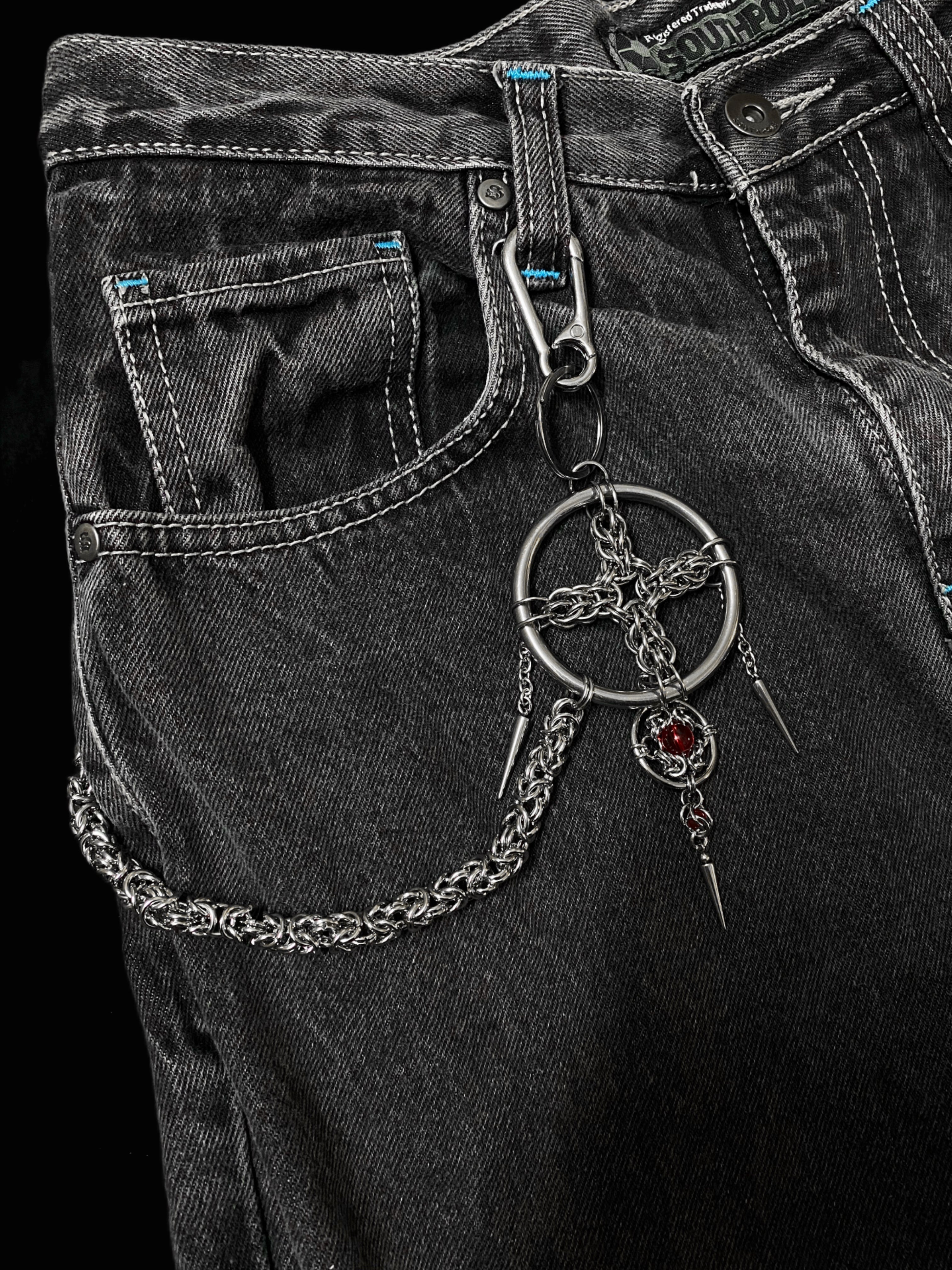 Crimson Nexus Orb Chainmail Keychain - Limited Edition Handmade Gothic EDC