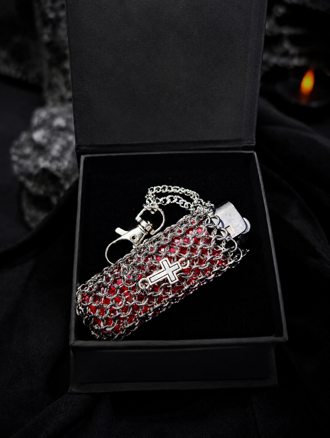Crusader Chainmail Armour for Standard Lighter – Handmade Medieval Metal Case