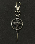 Handmade gothic chainmail cross keychain with stainless steel spike pendant