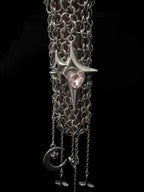 gothic chainmail lighter case with moon star charms celestial dark accessory front view