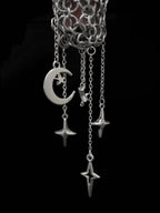 handmade chainmail lighter case moon star charm gothic alternative gift silver tone