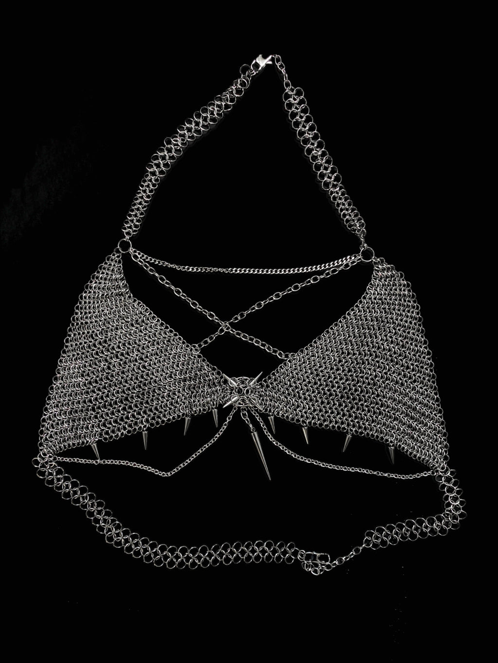 gothic chainmail lingerie set handcrafted chainmail bra alternative festival fashion