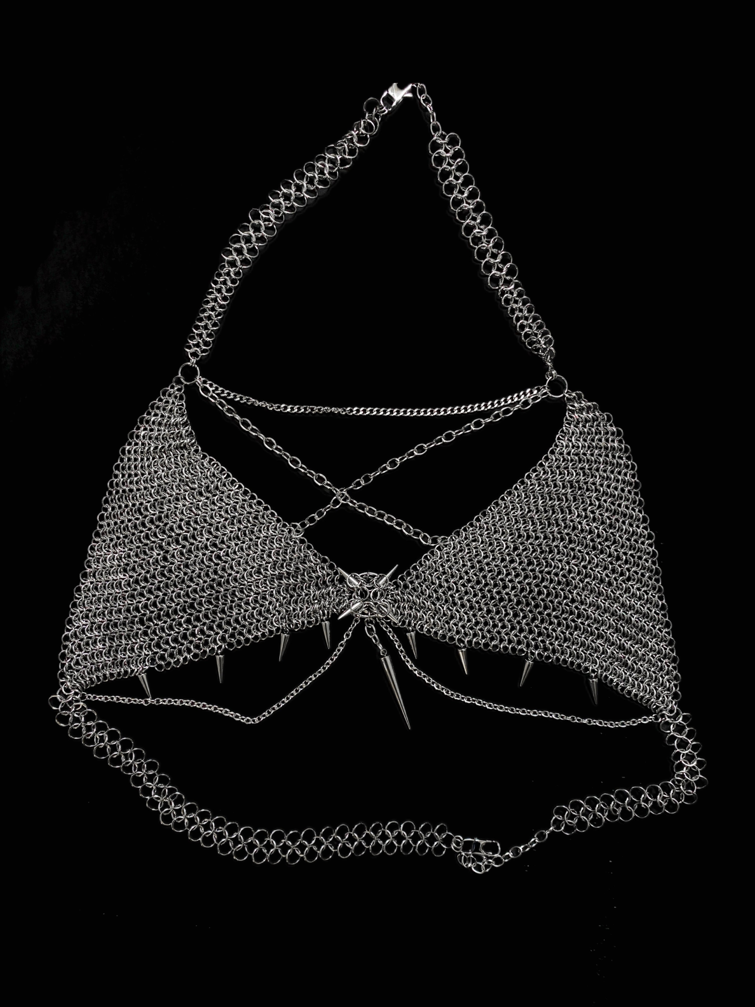 gothic chainmail lingerie set handcrafted chainmail bra alternative festival fashion