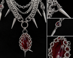 Dark Queen Gothic Necklace – Crimson Crown Statement Jewelry
