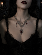 Dark Queen Gothic Necklace – Crimson Crown Statement Jewelry