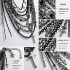 Midnight Relic Layered Chain Statement Necklace