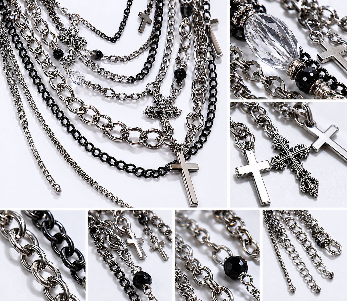 Midnight Relic Layered Chain Statement Necklace