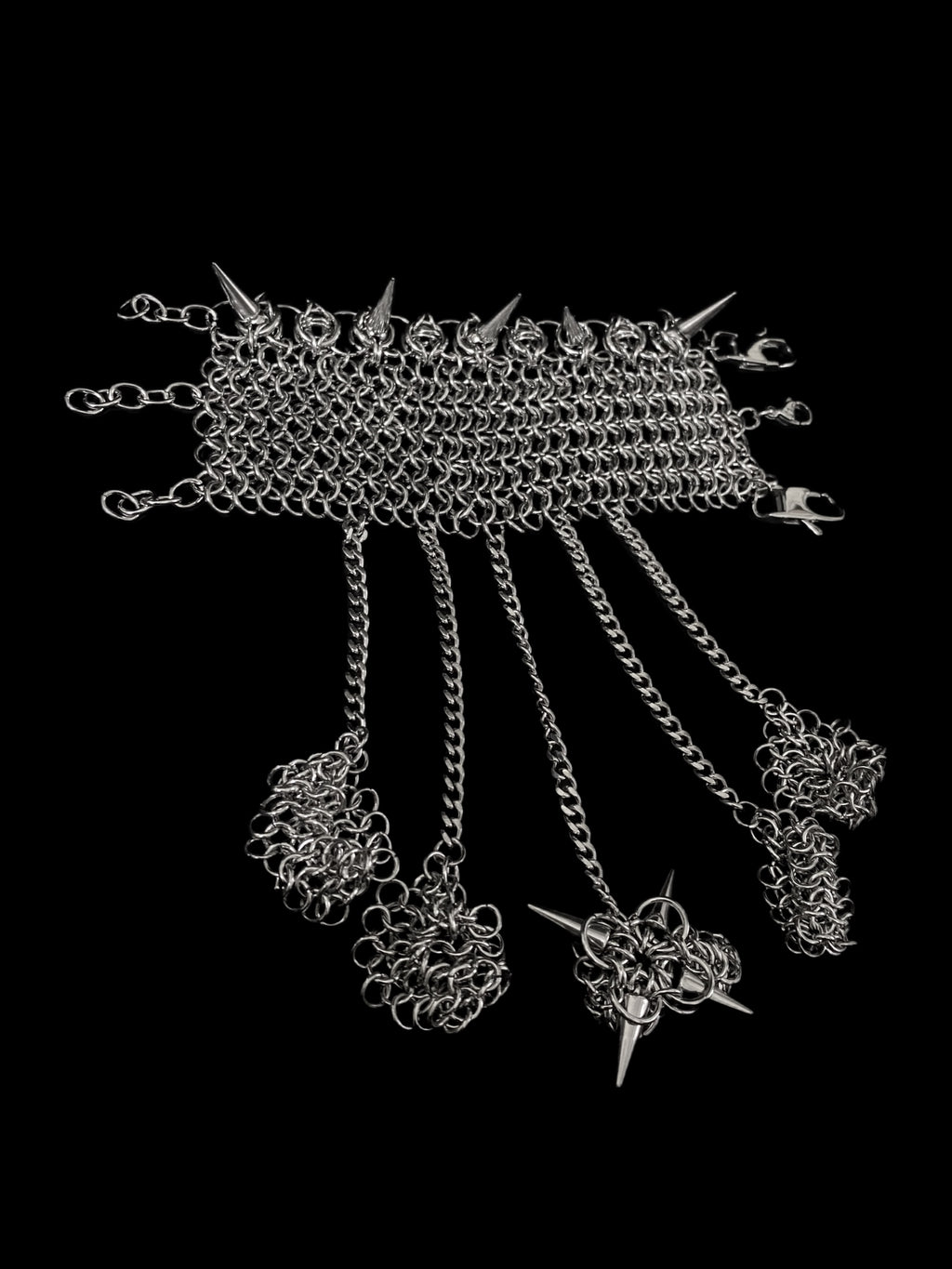chainmail hand harness gothic armour bracelet stainless steel alternative fashion