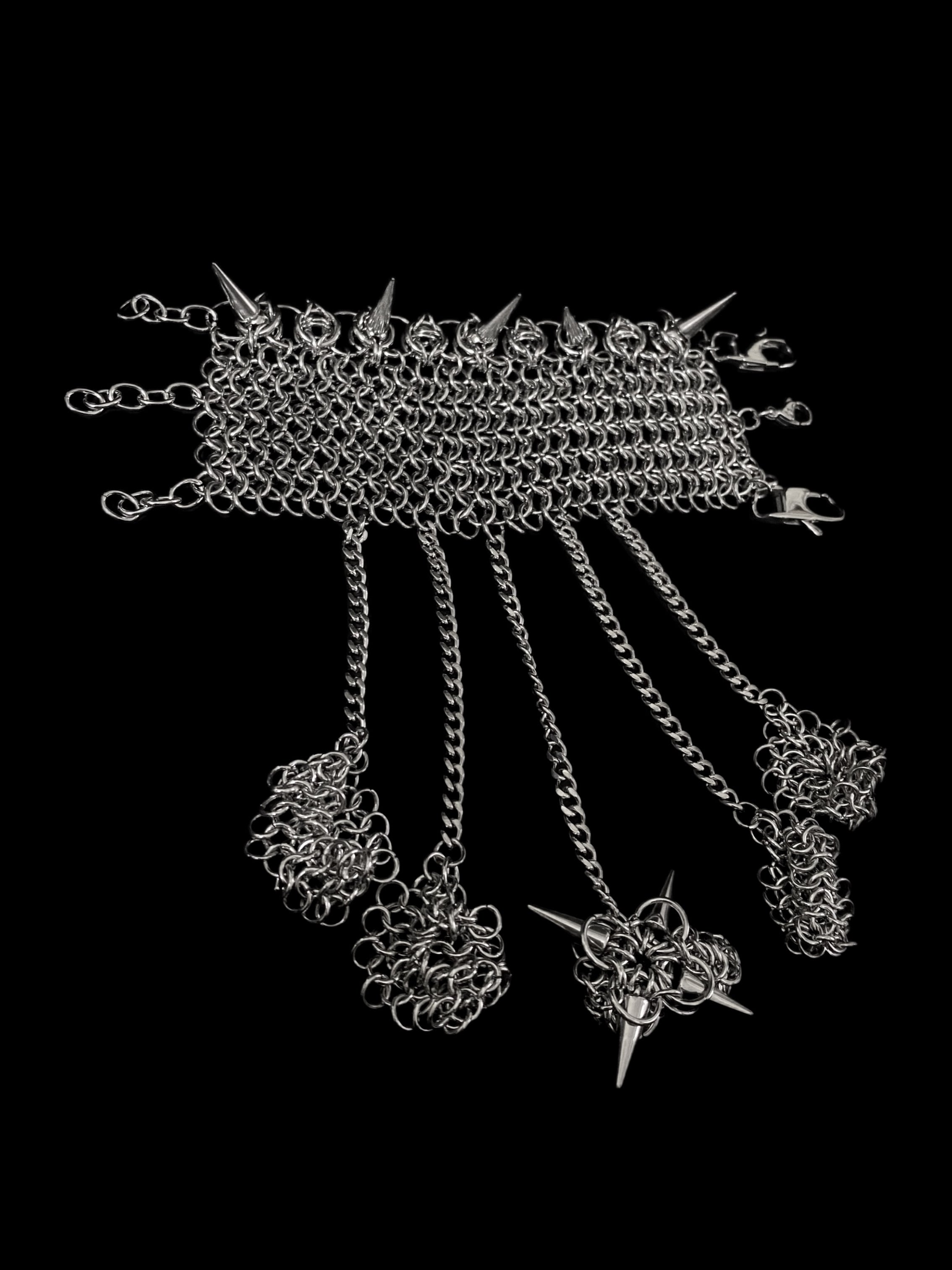 chainmail hand harness gothic armour bracelet stainless steel alternative fashion