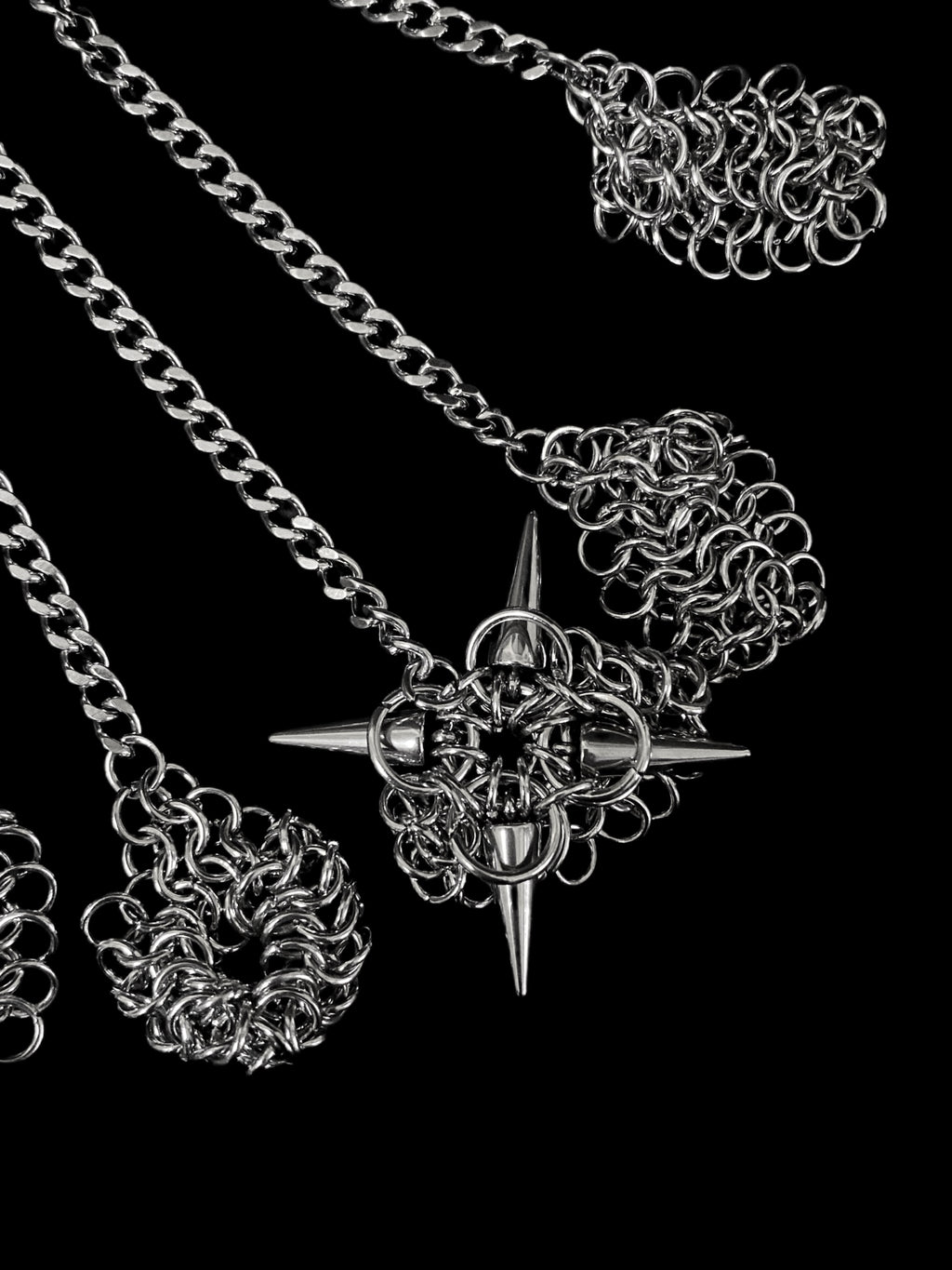 gothic hand harness chainmail spike bracelet handmade stainless steel dark jewellery