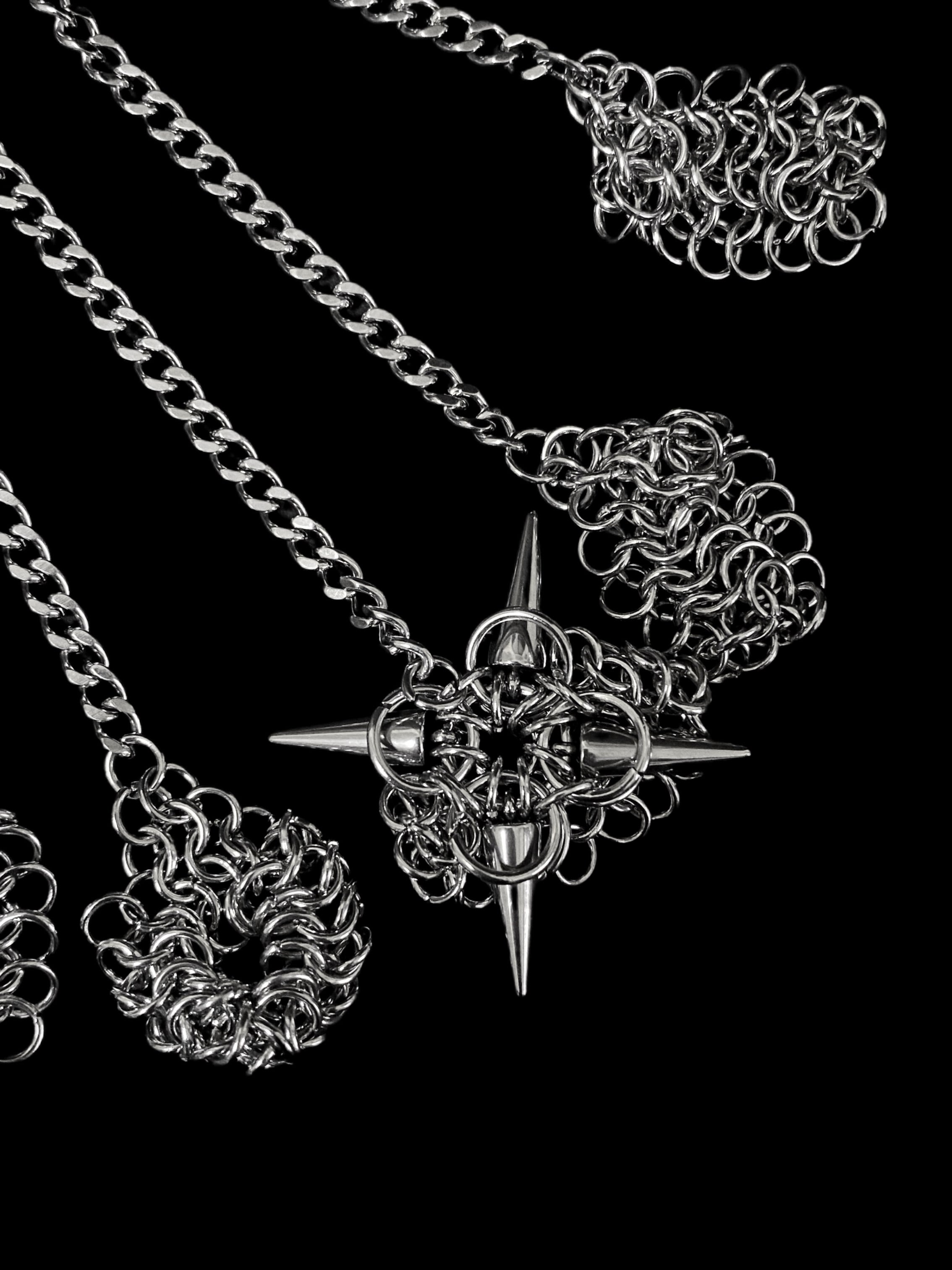gothic hand harness chainmail spike bracelet handmade stainless steel dark jewellery