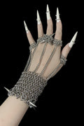 gothic spike chainmail hand harness bracelet armour-inspired handmade alternative jewellery dark fashion