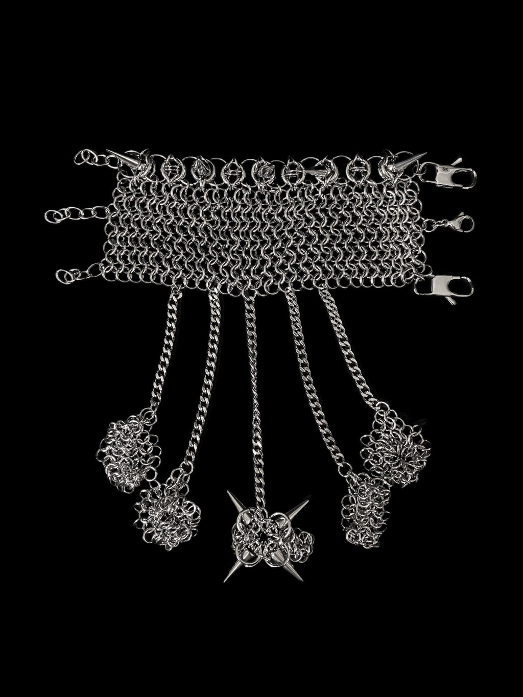 Gothic Spike Chainmail Hand Harness Bracelet