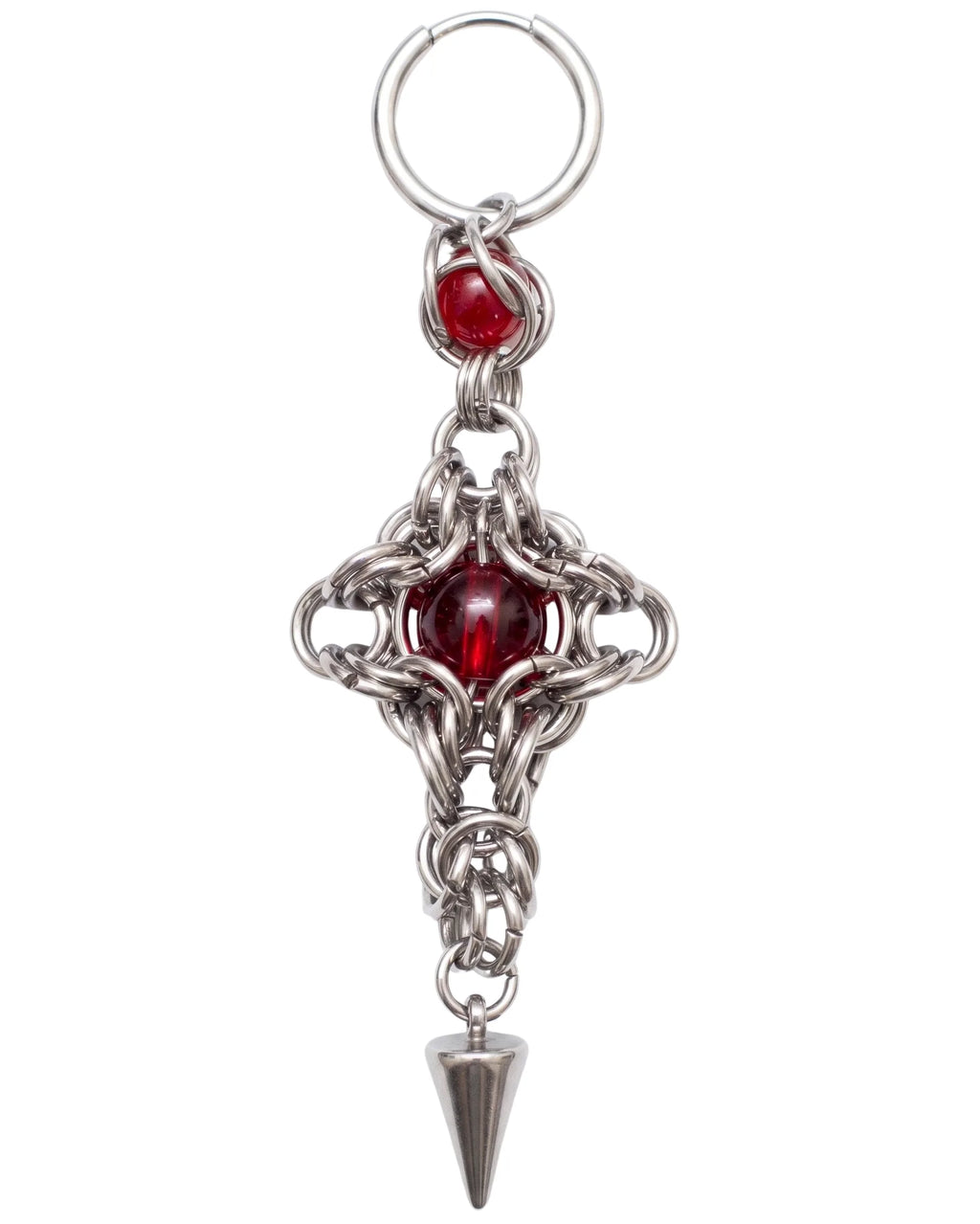 Crimson Sigil Chainmail Drop Earrings – Handmade Gothic Alternative Jewelry