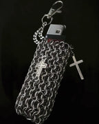 handmade chainmail lighter case medieval crusader style stainless steel gothic gift for men