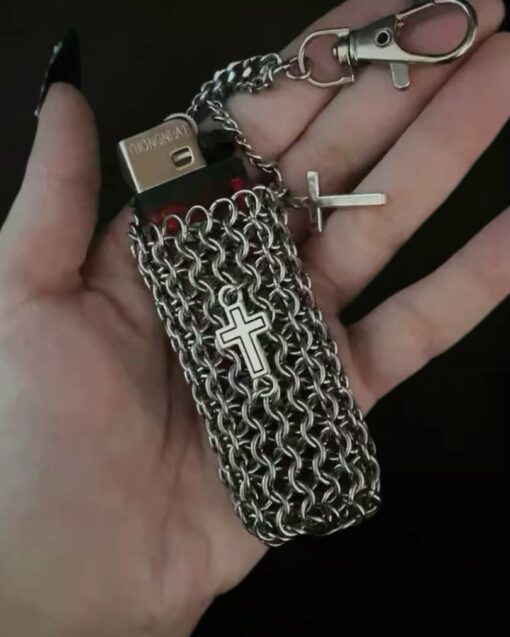 Crusader Chainmail Armour for Standard Lighter – Handmade Medieval Metal Case