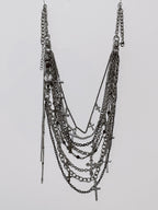 Midnight Relic Layered Chain Statement Necklace