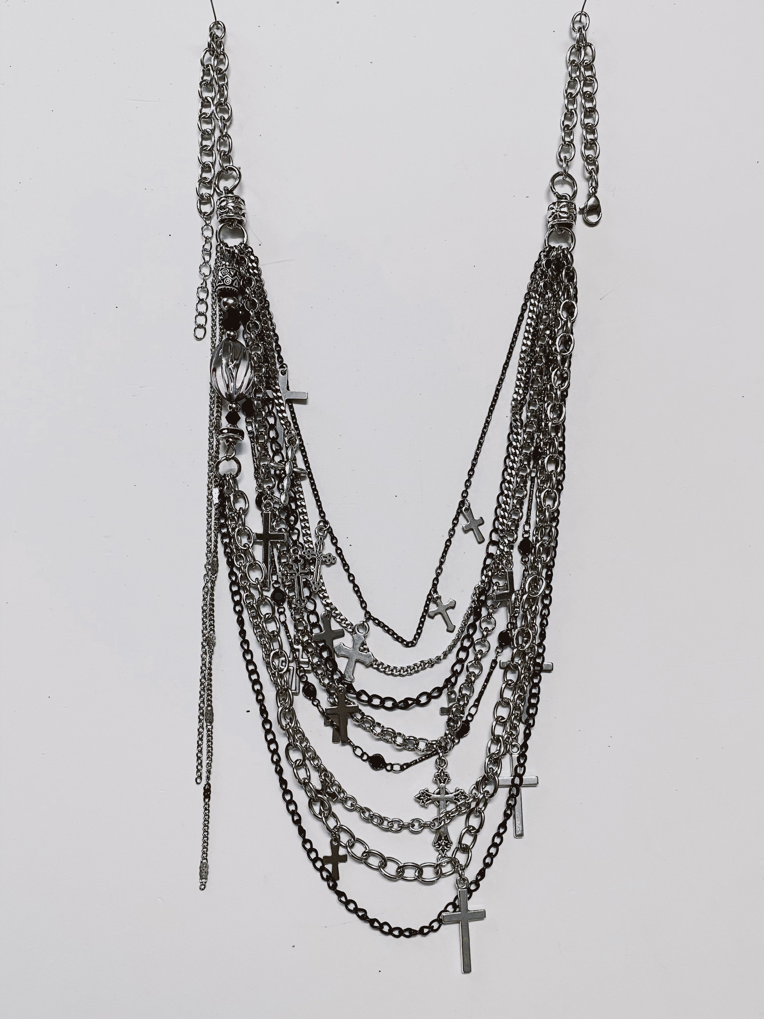 Midnight Relic Layered Chain Statement Necklace