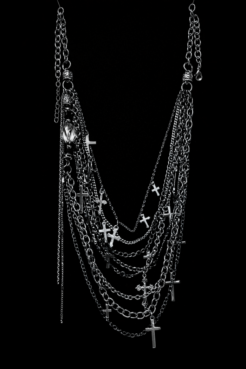 Midnight Relic Layered Chain Statement Necklace