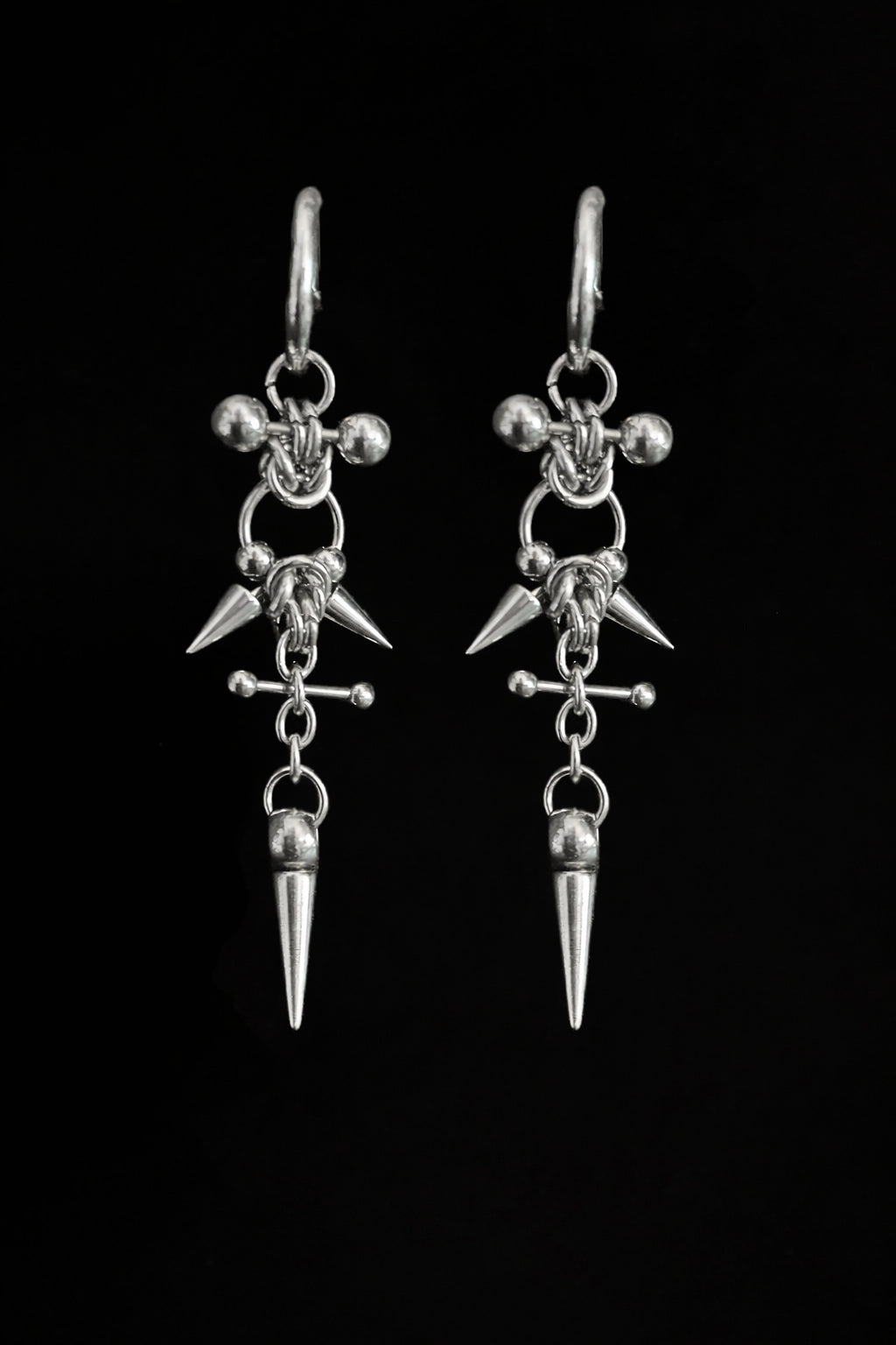gothic spike drop earring industrial chain handmade punk dark alternative jewellery