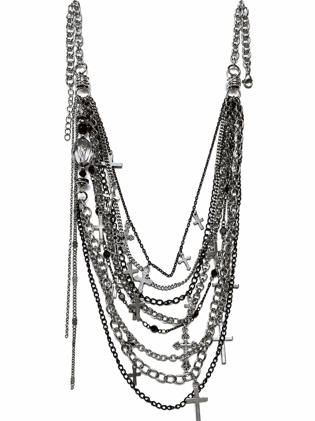 Midnight Relic Layered Chain Statement Necklace