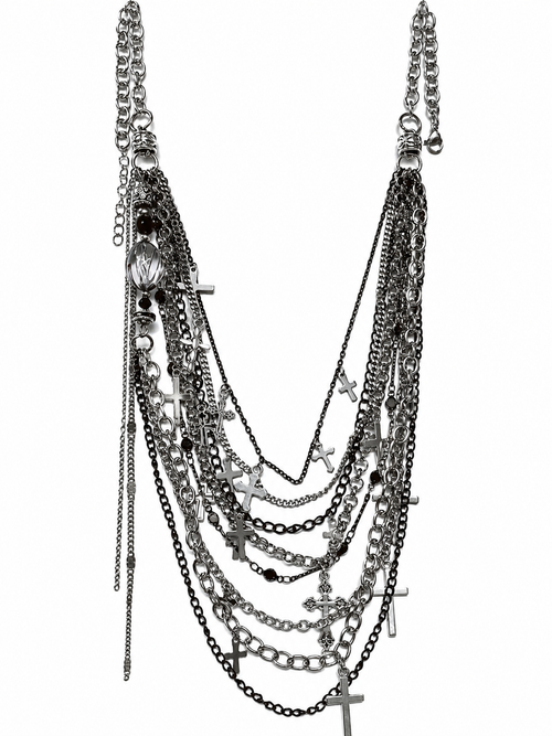 Midnight Relic Layered Chain Statement Necklace