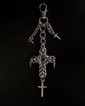Sanctum Thorn Gothic Chainmail Cross Keychain - Handmade Dark Metal EDC